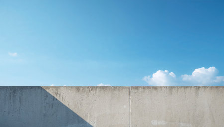 concrete wall with blue sky and white cloud for background usage.の素材