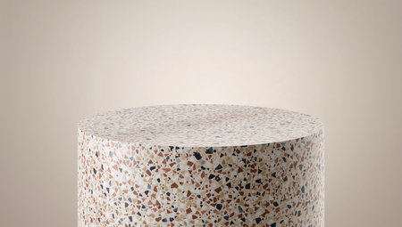 Round marble podium with stone texture. 3d render illustration mock upの素材