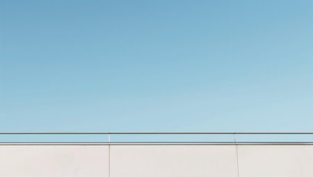 Balcony of a modern house against the blue sky. Abstract background.の素材