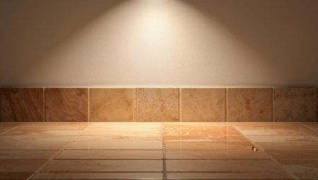Ceramic tile wall and floor with spotlights. 3d renderの素材