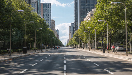 Road in the city of Chicago, Illinois, United States of Americaの素材