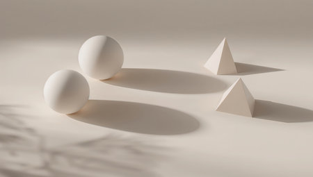 White pyramid on white background. Minimal composition. 3d renderの素材