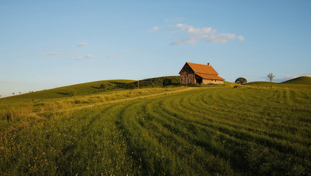 Typical rural landscape in the plains of Transylvania, Romaniaの素材
