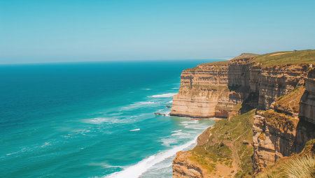 Aerial view of Cliffs of Moher, Cliffs of Moher, Clare, Irelandの素材