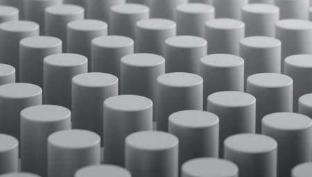 Abstract background of white cylinders. 3d rendering. Computer digital drawing.の素材