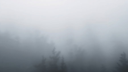 Foggy forest in the morning. Panoramic view.の素材