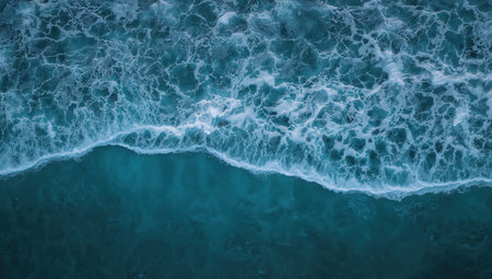 Aerial view of the ocean waves. Top view from drone.の素材