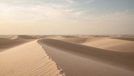 Desert sand dunes at sunset in Abu Dhabi, United Arab Emiratesの素材
