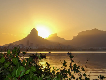 Sunset in Rio de Janeiro, Brazil, South America. Brazilian landscape.の写真素材