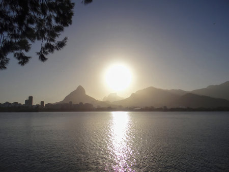Sunset in Rio de Janeiro, Brazil. View of Rio de Janeiro.の写真素材