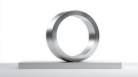 Metal ring on a white background. 3d rendering. Computer digital drawing.の素材