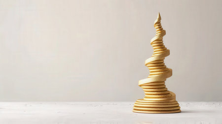 Christmas tree made of gold on a white background. Copy space.の素材