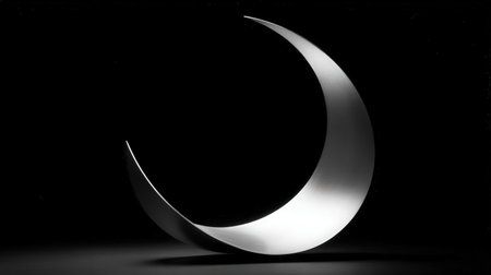3d rendering of a crescent moon on a black background.の素材