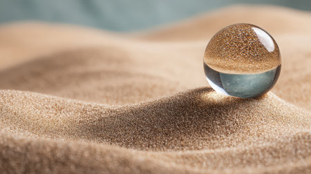 glass ball with sand on the beach, concept of travel and vacationの素材