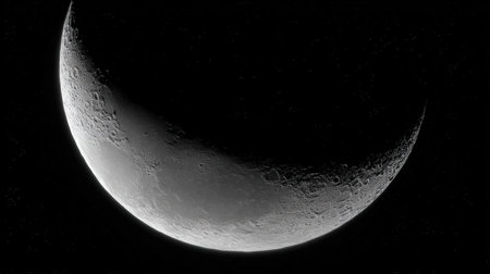 Half Moon Closeup Showing the Details of the Lunar Surface.の素材
