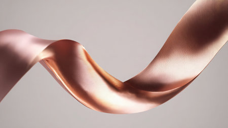 Closeup of a pink ribbon on a gray background. 3d renderingの素材