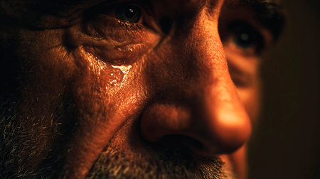Close-up portrait of an elderly man with a beard and mustacheの素材