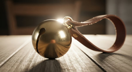 Golden Christmas ball on a wooden background with bokeh effect.の素材