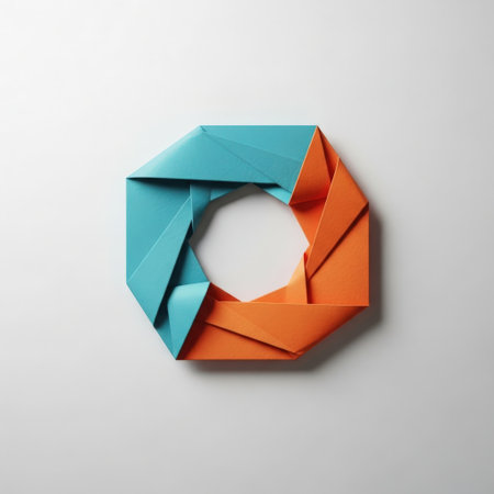 Paper origami on white background, top view. Space for textの素材