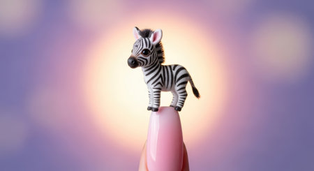 Cute zebra figurine on a pink background. Minimalism.の素材