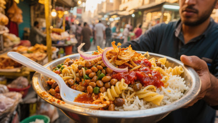 Chickpea spicy curry with rice on street food market in Indiaの素材
