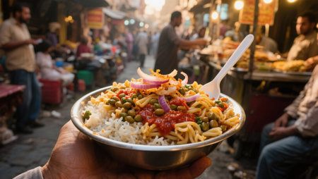 Indian street food in the city of Kolkata in West Bengal, India.の素材