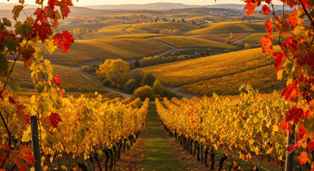 Autumn vineyards in the Chianti region, Tuscany, Italyの素材
