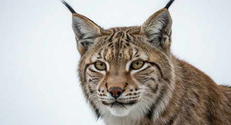 Eurasian lynx portrait in winter. Wildlife scene from nature.の素材