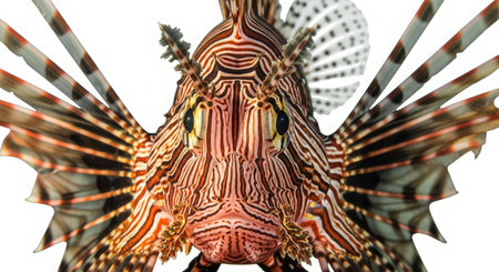 3D Illustration of a Lionfish isolated on a white backgroundの素材
