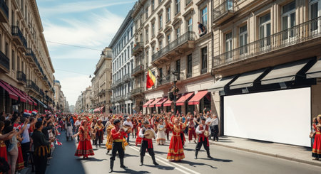 bordeaux carnival parade in the streetの素材