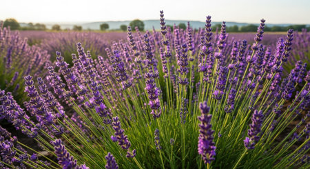 Lavender field at sunset in Provence, France.の素材