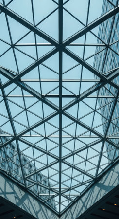 glass ceiling of modern office building in shanghai china.の素材