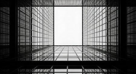 Abstract modern architecture background. Indoor skyscraper. 3d renderの素材