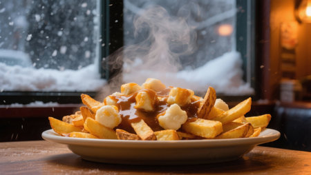 Traditional belgian waffles with caramel sauce and marshmallows on the background of the window.の素材