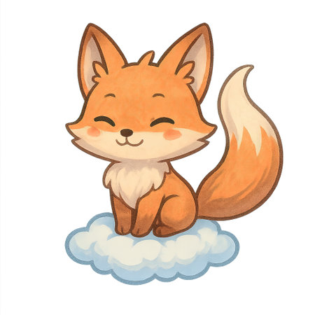 Illustration of a Cute Cartoon Fox Astronaut Wearing a Spacesuitの素材