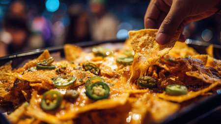 Mexican nachos with cheese and jalapeno.の素材