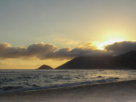 Sunset on the beach in St. Thomas, US Virgin Islandsの写真素材