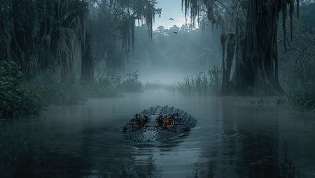 Crocodile in the Amazon rainforest, Brazil, South Americaの素材