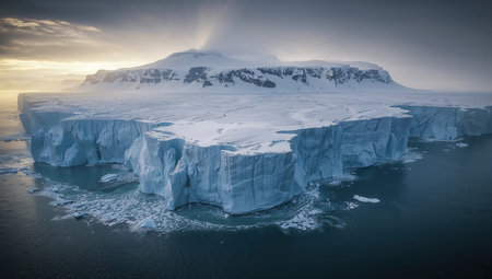 Antarctic landscape with icebergs and icebergs in the oceanの素材