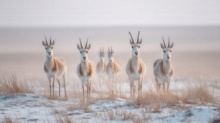 Pronghorn Antelope in Winter, Yellowstone National Park, Wyomingの素材