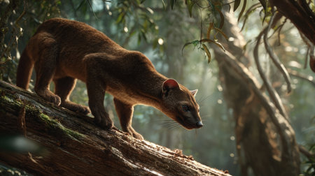 Puma concolor in the rainforest. Wildlife scene from nature.の素材