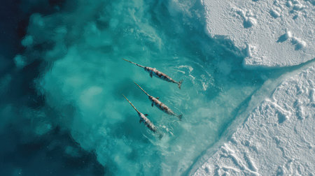 Aerial view of ice floes floating in the ocean. 3d renderingの素材