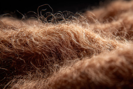 Close-up of the fur of a dog on a black backgroundの素材