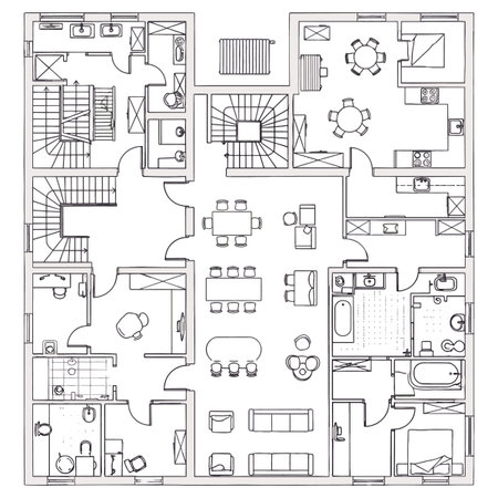 Architectural plan of the house. Vector illustration. Eps 10