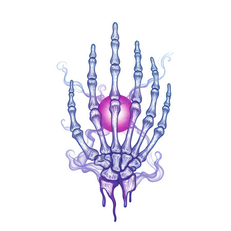 X-ray human hand with a pink ball. Vector illustration.のイラスト素材