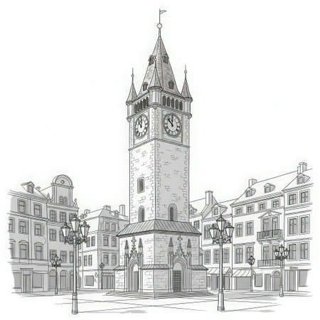 Old Town Hall Tower in London, United Kingdom. Vector illustration.のイラスト素材