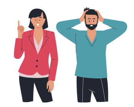 people. man and woman. Emotions and gestures. infographics, presentation. vector image.のイラスト素材