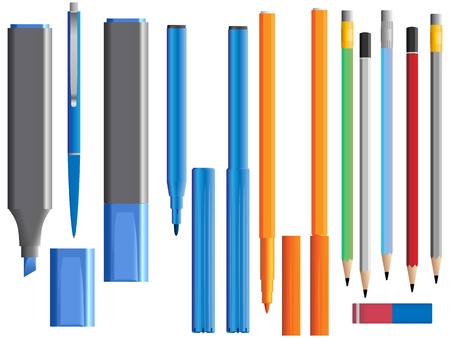 Vector illustration of set of different pencil ( and felt-tip pen).のイラスト素材