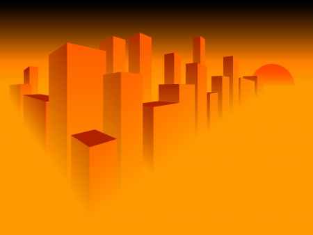 Abstract big city against the coming sun.のイラスト素材