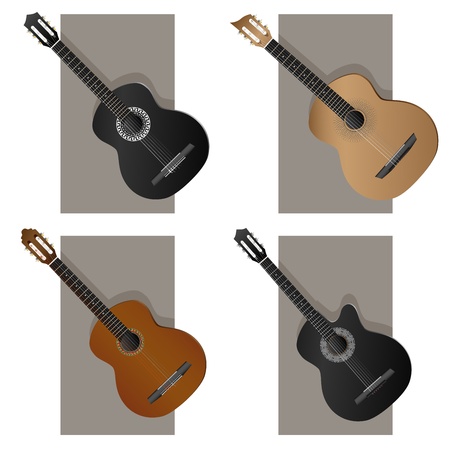 Vector set of sign western, jazz, flamenco, acoustic guitar.のイラスト素材